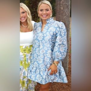 Beautiful blue dress with ruffle & puffy long sleeves!